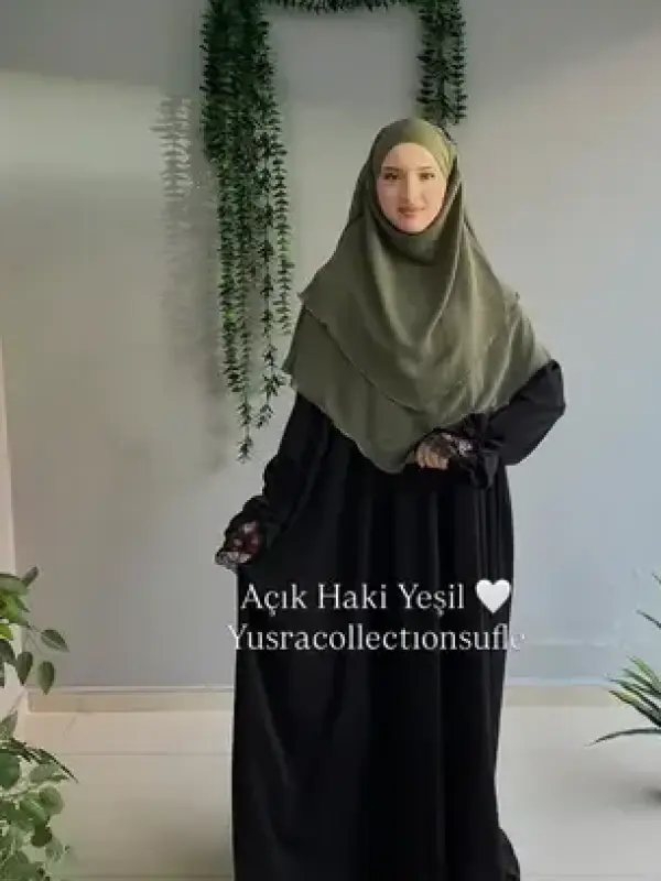 Kısa Boy 3 Kat Sufle Açık Haki Yeşil