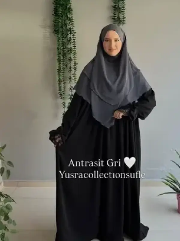 Kısa Boy 3 Kat Sufle Antrasit Gri