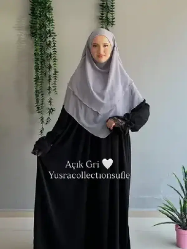 Kısa Boy 3 Kat Sufle Açık Gri