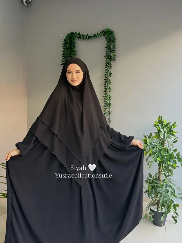 Ayrobin Elbise Uzun Sufle Takım Siyah