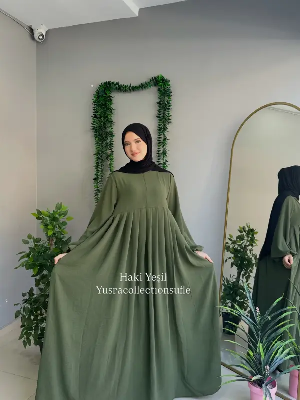 Ayrobin Elbise Haki Yeşil