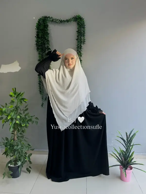 Uzun Boy 3 Katlı Sufle Bej - Krem