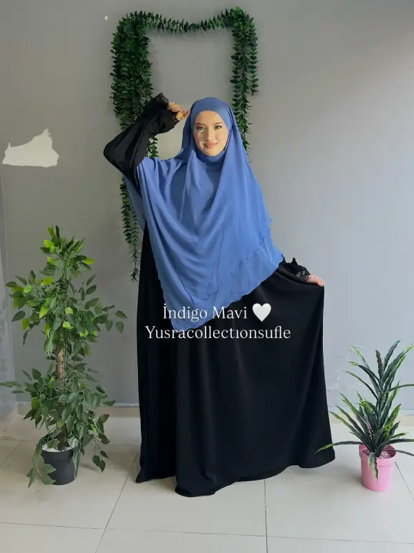 Uzun Boy 3 Katlı Sufle İndigo Mavi