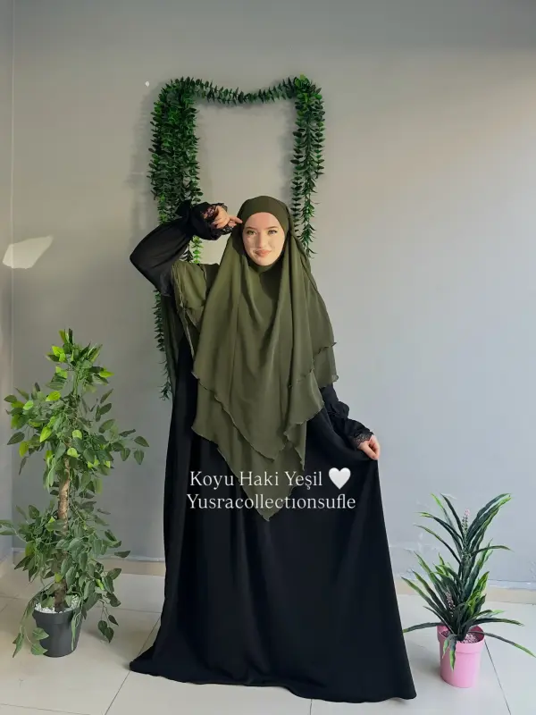 Uzun Boy 3 Katlı Sufle Koyu Haki
